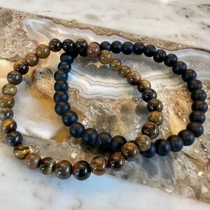 3050 Stylish Black and Brown Beaded Bracelet Set